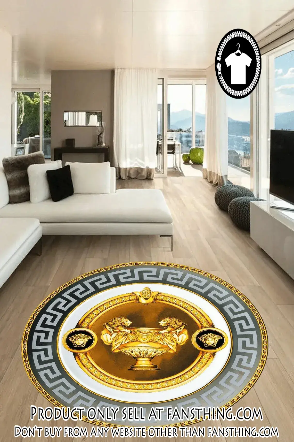 Versace medusa round rug carpet luxury brand fashion home decor fst5557228